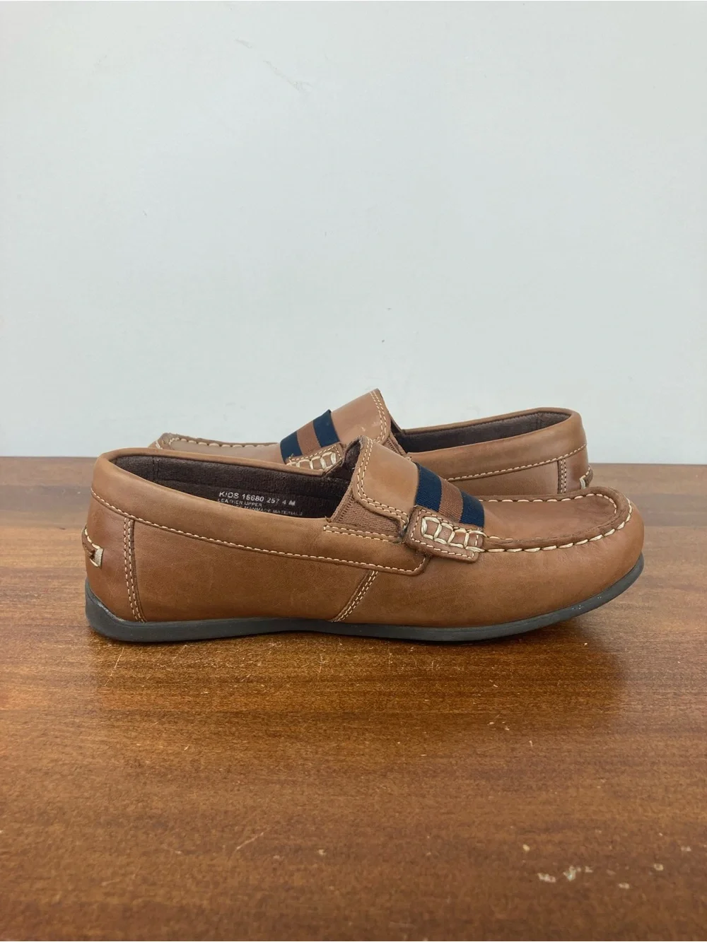 Florsheim Jasper Strap JR Brown Leather Loafers Dress Shoes 16680 Kids 4M.